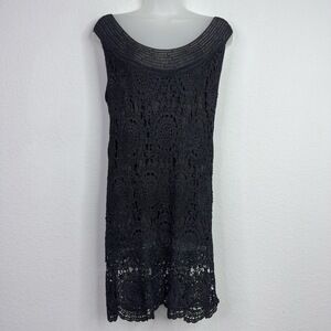 Soft Surroundings Dress Womens S Black Crochet‎ Sleeveless Whimsigoth Flapper